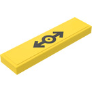 LEGO Geel Tegel 1 x 4 met Zwart Trein logo Aan Geel Background Sticker (2431)