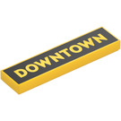 LEGO Giallo Piastrella 1 x 4 con 'Downtown' (2431)