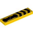 LEGO Yellow Tile 1 x 4 with Fire Hose and Hazard Chevrons (2431 / 58642)