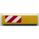 LEGO Gelb Fliese 1 x 4 mit Half-Sized rot und Weiß Danger Streifen Muster Aufkleber (2431)