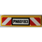 LEGO Yellow Tile 1 x 4 with Licence Plate PN60183 on Red and White Stripes Sticker (2431)