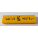 LEGO Yellow Tile 1 x 4 with 'LOTUS HOTEL' Sticker (2431)