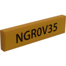 LEGO Gelb Fliese 1 x 4 mit NGR0V35 License Platte Aufkleber (2431)