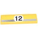 LEGO Yellow Tile 1 x 4 with number 12 Sticker (2431)
