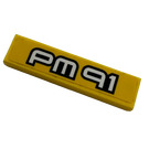 LEGO Yellow Tile 1 x 4 with 'PM 91' Sticker (2431)