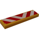 LEGO Gelb Fliese 1 x 4 mit rot/Weiß Hazard Chevrons Aufkleber (2431)