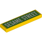 LEGO Geel Tegel 1 x 4 met ‘SESAME STREET’ (2431 / 72216)