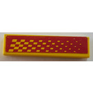 LEGO Yellow Tile 1 x 4 with Yellow and Light Purple Checkered Sticker (2431 / 91143)