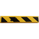 LEGO Gelb Fliese 1 x 6 mit Schwarz und Gelb Danger Streifen und Bullet Löcher Aufkleber (6636)