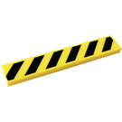 LEGO Gelb Fliese 1 x 6 mit Danger Streifen Aufkleber (6636)