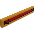 LEGO Yellow Tile 1 x 6 with Red and Black Spoiler Sticker (6636)
