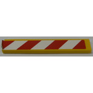 LEGO Yellow Tile 1 x 6 with Red and White Danger Stripes (Left) Sticker (6636)
