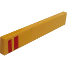 LEGO Yellow Tile 1 x 6 with Red Stripes Sticker (6636)