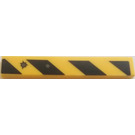 LEGO Yellow Tile 1 x 6 with Yellow and Black Danger Stripes, Bullet Holes Sticker (6636)
