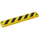 LEGO Yellow Tile 1 x 6 with Yellow and Black Danger Stripes, small black Corners Sticker (6636)