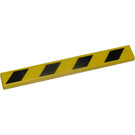 LEGO Gelb Fliese 1 x 8 mit Diagonal Hazard Streifen Aufkleber (4162)