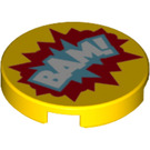 LEGO Geel Tegel 2 x 2 Ronde met 'BAM!' met Studhouder aan de onderzijde (14769 / 29368)