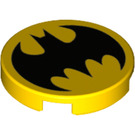 LEGO Gul Bricka 2 x 2 Runda med Batman logotyp med nedre knopphållare (14769 / 26619)