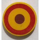 LEGO Yellow Tile 2 x 2 Round with British Roundel Circle Sticker with "X" Bottom (4150)