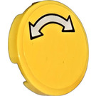 LEGO Yellow Tile 2 x 2 Round with Double Arrow with Black Border Sticker with "X" Bottom (4150)