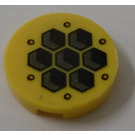 LEGO Gelb Fliese 2 x 2 Runden mit Hexagon Tiles Aufkleber mit unterem Bolzenhalter (14769)