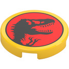 LEGO Yellow Tile 2 x 2 Round with Jurassic Park Dinosaur Head with Bottom Stud Holder (14769 / 103616)