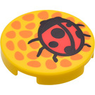 LEGO Yellow Tile 2 x 2 Round with Ladybird with "X" Bottom (4150 / 44729)