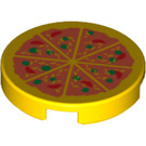 LEGO Yellow Tile 2 x 2 Round with Pizza with "X" Bottom (4150)