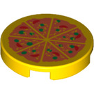 LEGO Geel Tegel 2 x 2 Rond met Pizza met X-vormige bodem (54871 / 81867)