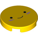 LEGO Gelb Fliese 2 x 2 Runden mit Smiling Gesicht mit unterem Bolzenhalter (14769 / 38738)