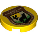 LEGO Jaune Tuile 2 x 2 Rond avec U.S. Poisson et Wildlife Service avec porte-goujon inférieur (14769 / 78353)