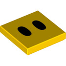 LEGO Geel Tegel 2 x 2 met 2 Zwart ovals met groef (3068 / 68927)