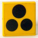 LEGO Yellow Tile 2 x 2 with 3 Black Circles Sticker with Groove (3068)