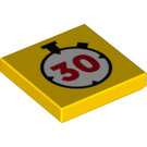 LEGO Gelb Fliese 2 x 2 mit 30 second timer mit Nut (3068 / 78159)
