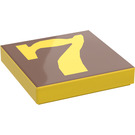 LEGO Yellow Tile 2 x 2 with "7" with Groove (3068)