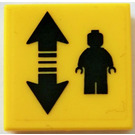 LEGO Jaune Tuile 2 x 2 avec Arrows et Minifig Autocollant avec rainure (3068)