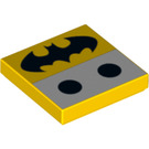 LEGO Gelb Fliese 2 x 2 mit Batarang und 2 Dice mit Nut (3068 / 14337)