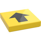LEGO Yellow Tile 2 x 2 with Black Arrow with Groove (3068)