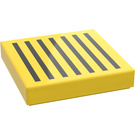 LEGO Yellow Tile 2 x 2 with Black Grille with Groove (3068)