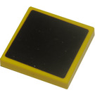 LEGO Yellow Tile 2 x 2 with Black Square Sticker with Groove (3068)