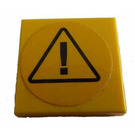 LEGO Yellow Tile 2 x 2 with Black Warning Sign Sticker with Groove (3068)