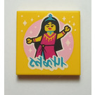 LEGO Yellow Tile 2 x 2 with Bollywood Dance print with Groove (3068)