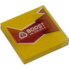 LEGO Geel Tegel 2 x 2 met "BOOST - VOLATILE" Sticker met groef (3068)