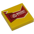 LEGO Geel Tegel 2 x 2 met 'BOOST - VOLATILE' Sticker met groef (3068)
