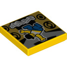 LEGO Geel Tegel 2 x 2 met Breakdancer en speakers met groef (3068 / 73084)