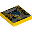 LEGO Gelb Fliese 2 x 2 mit Breakdancer und speakers mit Nut (3068 / 73084)