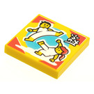 LEGO Gelb Fliese 2 x 2 mit Capoeira Dance print mit Nut (3068)