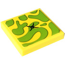 LEGO Geel Tegel 2 x 2 met Cushion, Button Sticker met groef (3068)
