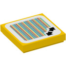 LEGO Jaune Tuile 2 x 2 avec Double Arrows Scanner Code avec rainure (3068 / 77769)