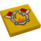 LEGO Gelb Fliese 2 x 2 mit Feuer Logo mit Nut (3068 / 19965)